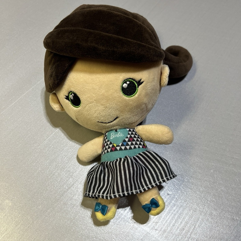 2018 Mattel Barbie Plush Doll Brown Hair Ponytail Sega Prize International 12"